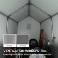 Outsunny 7' X 12' Garden Storage Tent, Heavy Duty Outdoor Shed, Waterproof Portable Shed Storage Shelter With Ventilation Window And Large Door For Bike, Motorcycle, Garden Tools, Gray Gray Steel