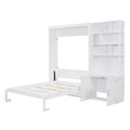Full Size Murphy Bed With Multiple Storage Shelves And A Cabinet, White Box Spring Not Required Full White Wood Bedroom Murphy Solid Wood Mdf