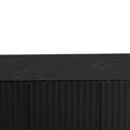 Led Carved Line 3 Door Storage Cabinet,Sideboard Buffet Cabinet With Adjustable Shelf,Large Storage Accent Cabinet For Living Room,Dining Room,Bedroom 5 Or More Shelves Black Primary Living Space Adjustable Shelves Luxury,Modern Particle Board Mdf