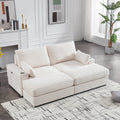 Beige Modern Luxury Twins Sofa Couch For Living Room Quality Corduroy Upholstery Sleeper Sofa Bed Daybed,With Cup Holder And Usb Charging Port Beige Solid Wood 2 Seat