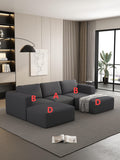 104.32*66.92 Modular Sectional Sofa Sleeper Couch, Sectional Sofa With Chaise And Ottoman, Convertible U Shaped Modular Sofa Set. Compressed Sponge, Dark Grey. Combo A 2B 2D Dark Grey Primary Living Space Soft Minimalist,Modern Foam Spring 5 Seat