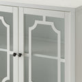 White Console Table With 2 Doors White Primary Living Space Shelves Rectangular Wood Glass