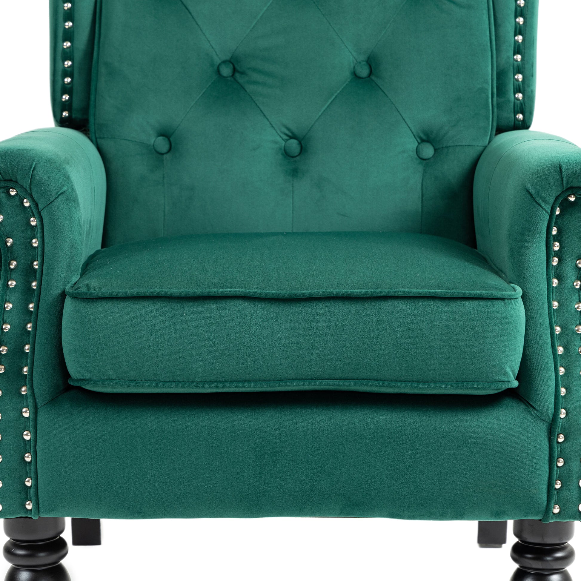 Coolmore Wood Frame Armchair, Modern Accent Chair Lounge Chair With Sturdy Wood Legs For Living Room Bedroom Green Green Primary Living Space Foam Velvet