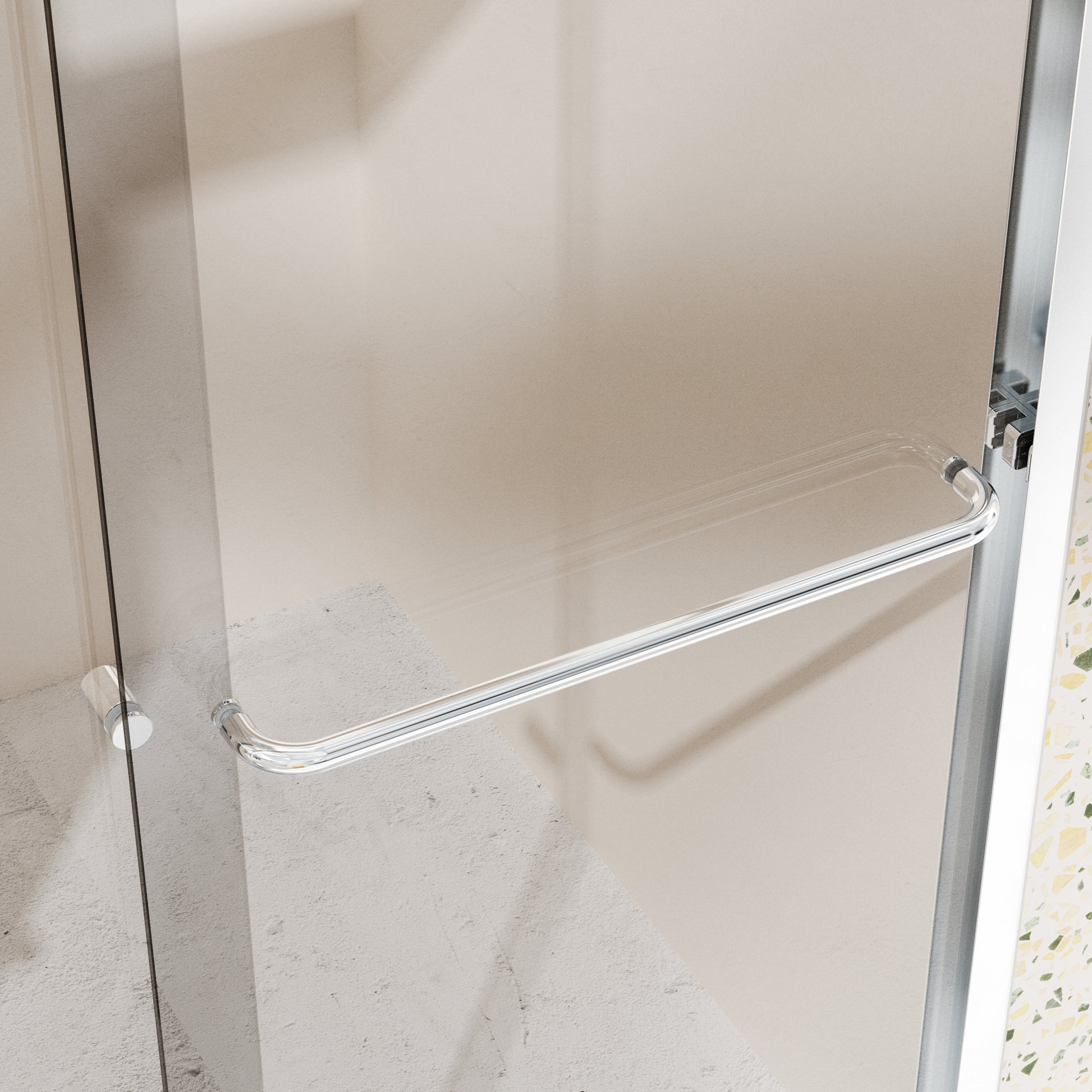44" 48"W*72" H Semi Frameless Double Sliding Shower Door, Bypass Shower Door, 1 4" 6Mm Thick Sgcc Tempered Glass Door, Chrome Chrome Glass Metal