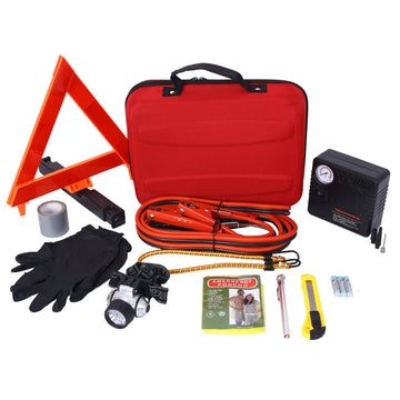 Auto Safety Emergency Kit, Emergency Car Kit With Portable Air Compressor Red Abs