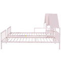 Metal Double Twin Size Platform Bed With House Shaped Headboard And A Built In Nightstand, Pink Box Spring Not Required Twin Pink Metal Metal