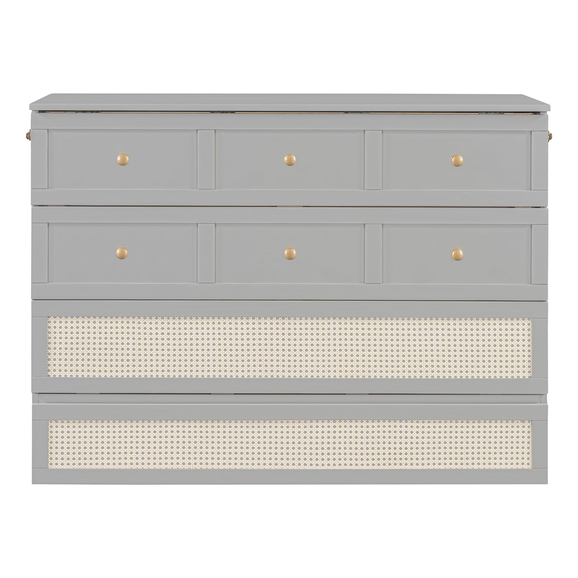 Full Size Murphy Bed With Large Drawers,Gray Full Gray Plywood