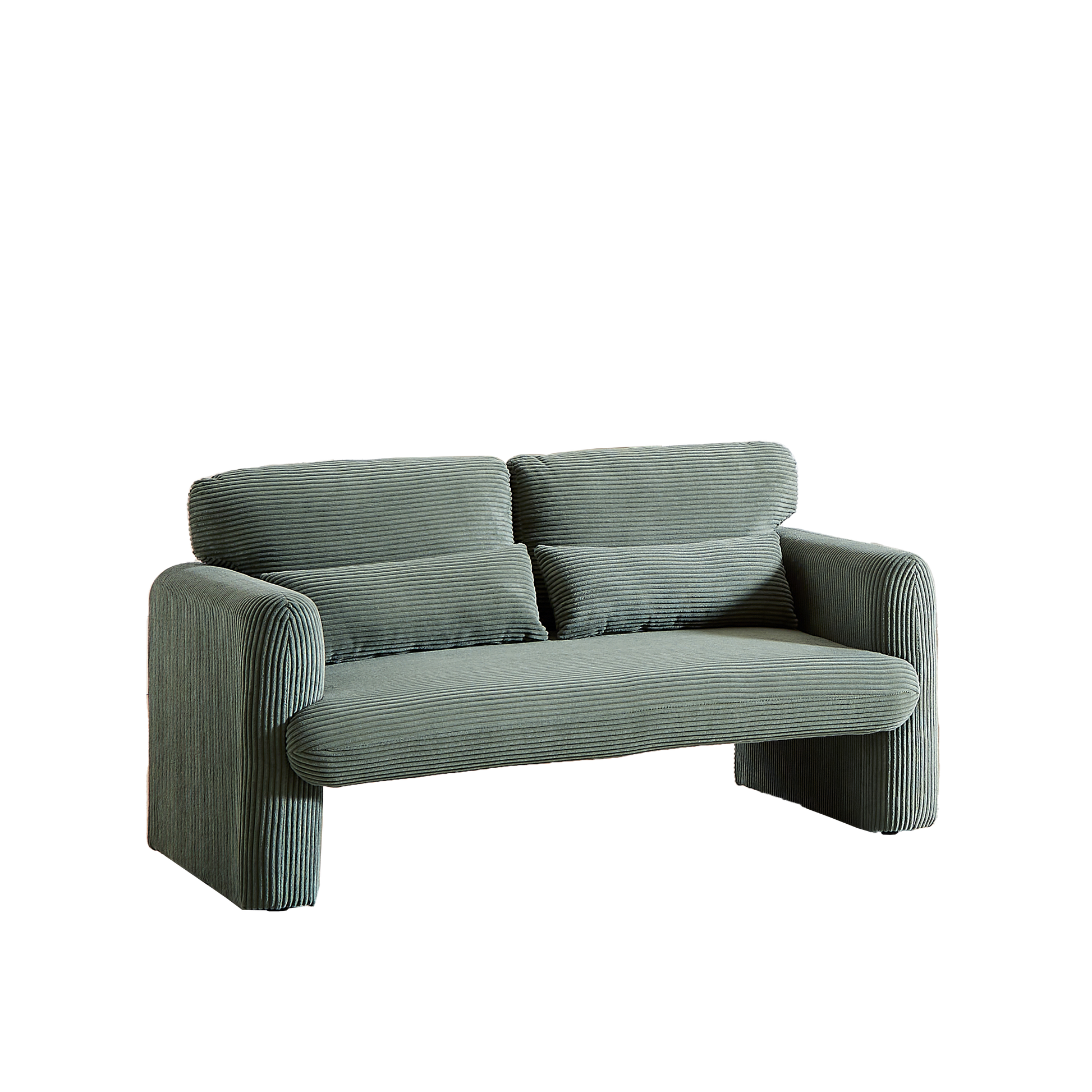 60"Corduroy Fabric Sofa, Modern Lounge Chairs Loveseat Sofa With Support Pillow, For Apartment, Office, Living Room & Bedroom Green Corduroy 2 Seat