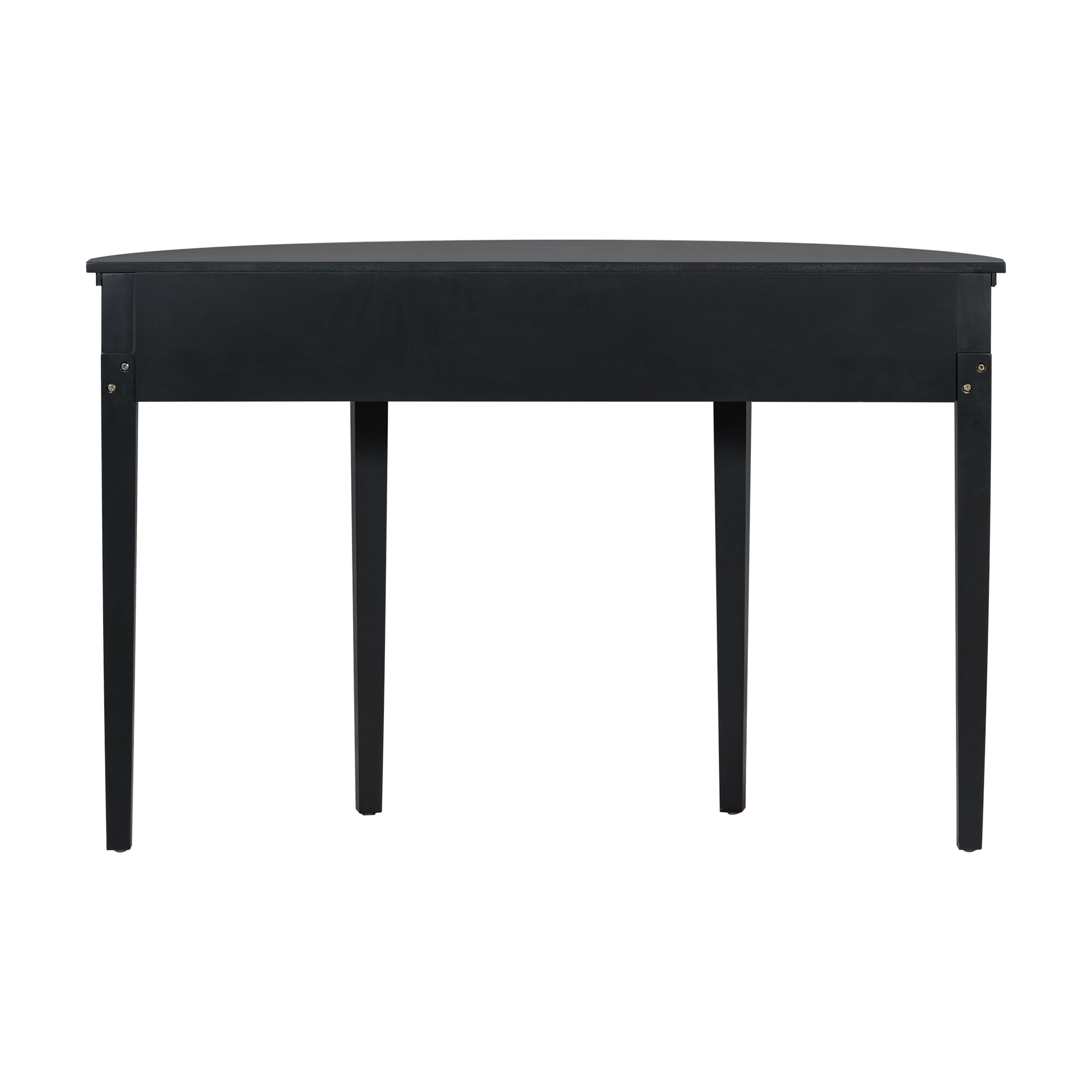 Distinctive Features Of Pine Veneer Console Table With Vertical Stripe Drawer Fronts And Four Legs Black Primary Living Space Minimalist Mdf