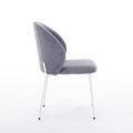 Heng Ming Iron Footed Dining Chair With Adjustable Foot Pads. Suitable For Dining Room, Living Room, Study Room,Set Of 2 Light Gray Wood