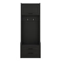 4 In 1 Detachable Hall Tree With Storage And 7 Hooks, Multiple Functions Hallway Coat Rack With Storage Drawers And Cabinet, Black Shoe Bench For Entryway Hallway Black Particle Board Mdf