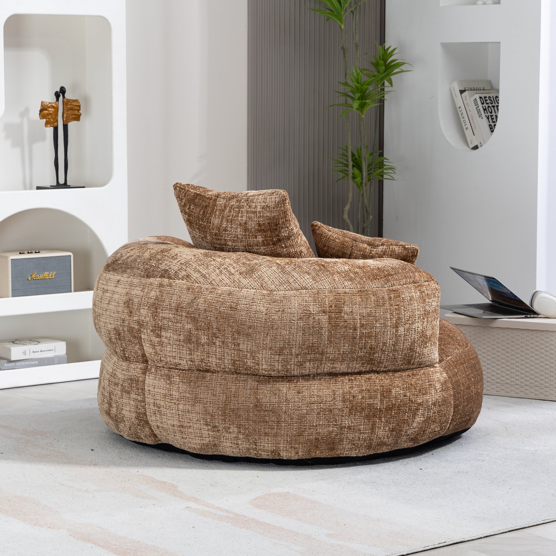 Coolmore Lazy Sofa Durable Comfort Lounger High Back Bean Bag Chair Couch With Three Pillows For Adults And Kids, Indoor & Outdoor, Single Gaming Sofa Chair For Bedroom,Office Coffee Chenille Coffee Foam Chenille 1 Seat