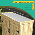 Outsunny Wooden Garden Shed, Outdoor Storage Cabinet With Waterproof Galvanized Metal Roof, Narrow Tool Shed With 3 Shelves And Lockable Door, Natural Natural Wood