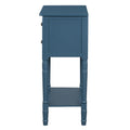 Narrow Console Table, Slim Sofa Table With Three Storage Drawers And Bottom Shelf Navy Navy Solid Wood Mdf