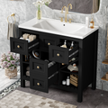 36'' Bathroom Vanity With Resin Sink Combo, Solid Wood Frame Bathroom Storage Cabinet, Freestanding Vanity Set With 5 Drawers& Soft Closing Doors Same As N710S136001B Black Bathroom Solid Wood Mdf Resin
