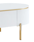 White High Gloss And Gold 1 Shelf Coffee Table White Gold Primary Living Space Drawers Rectangular Wood Metal