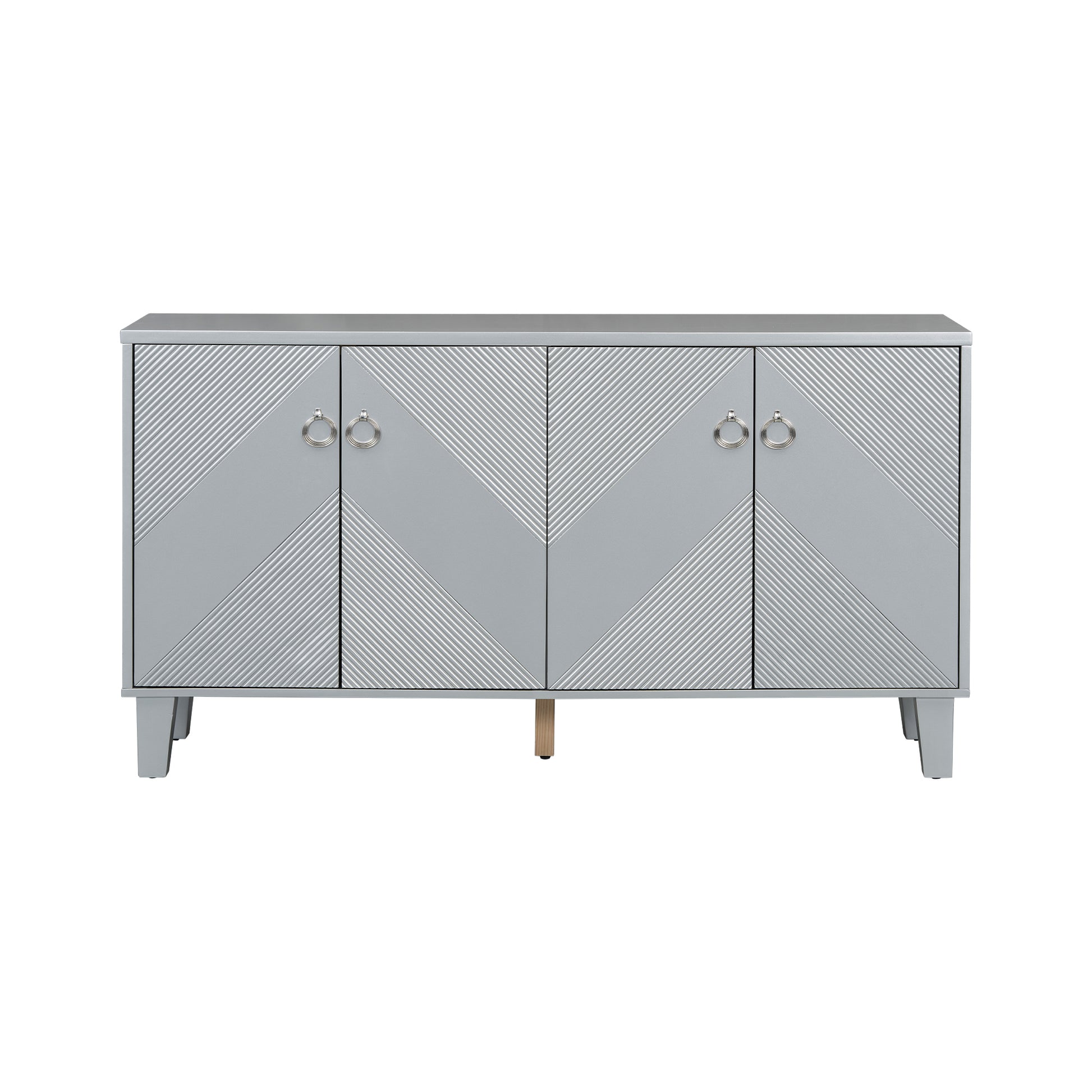 Light Luxury Cabinet Adorned With Geometric Patterns, Suitable For Hallway, Entryway, Living Room 3 4 Spaces Silver Primary Living Space Adjustable Shelves Mdf
