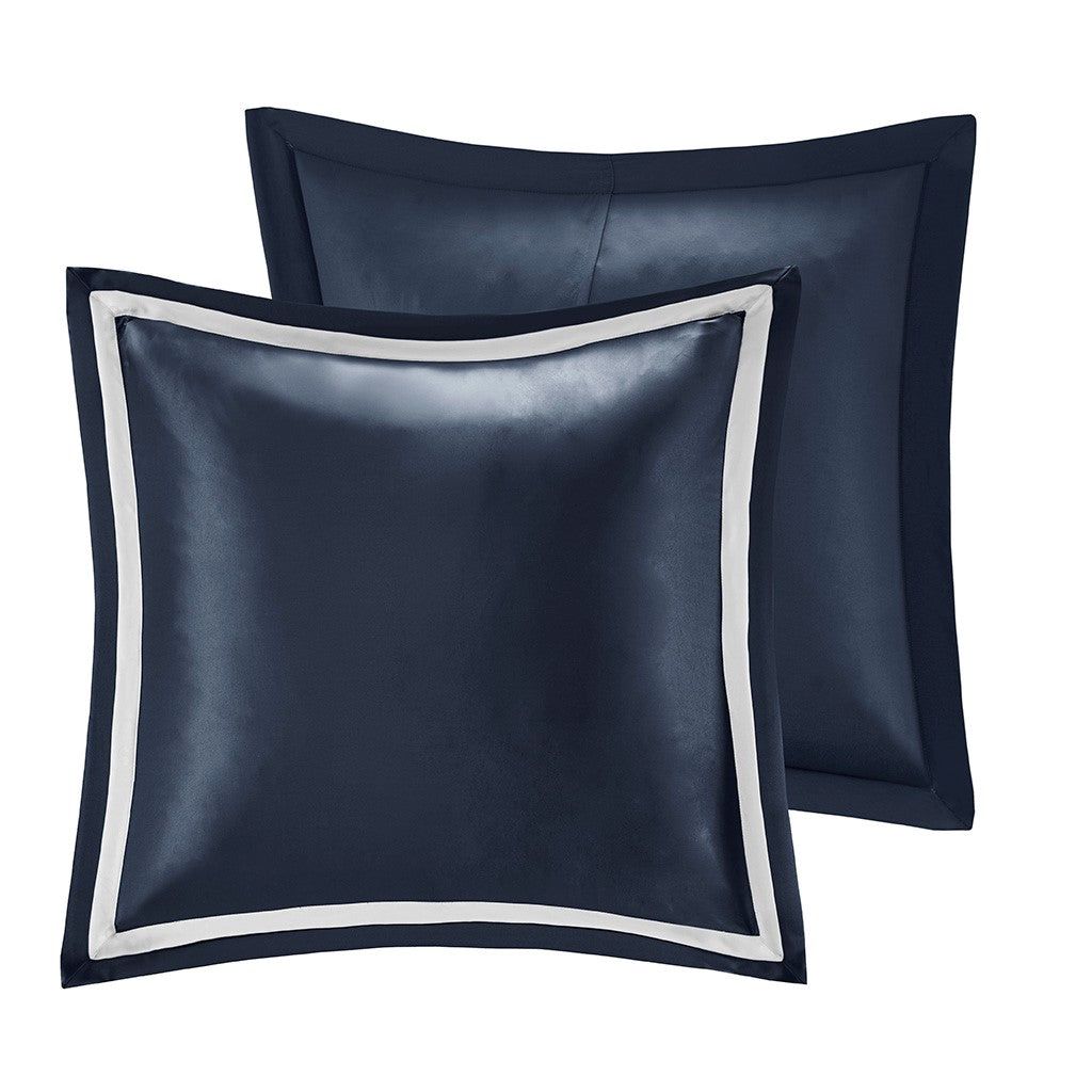 8 Piece Jacquard Comforter Set Navy Silver Queen Queen Navy Silver Polyester