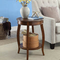 Walnut Round Side Table With Bottom Shelf Walnut Primary Living Space Shelves Round Wood