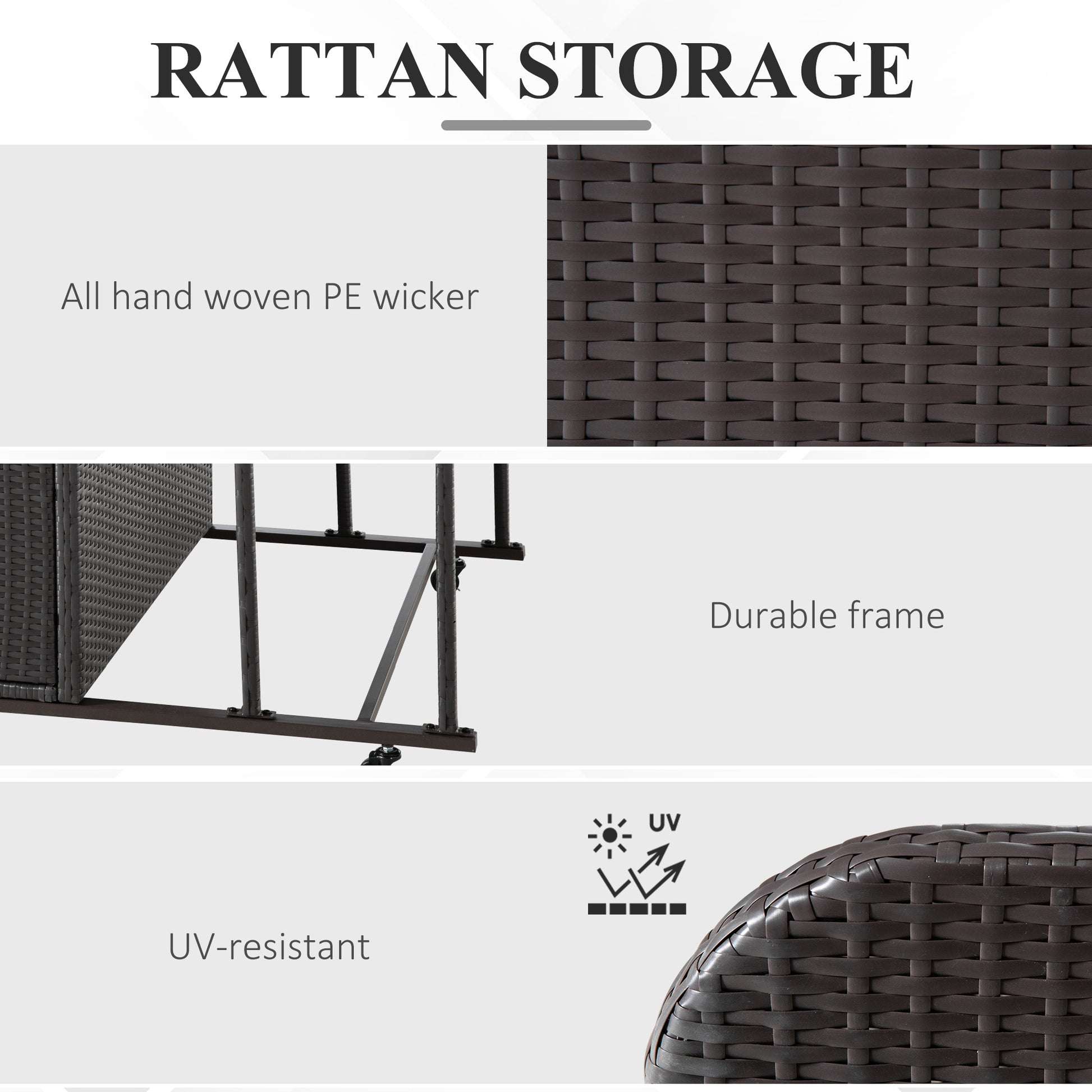 Outsunny Wicker Patio Poolside Float Storage Basket, Pe Rattan Outdoor Pool Caddy With Rolling Wheels For Floaties, Noodles, Life Vests, Beach Balls, Toys, Brown Brown Steel