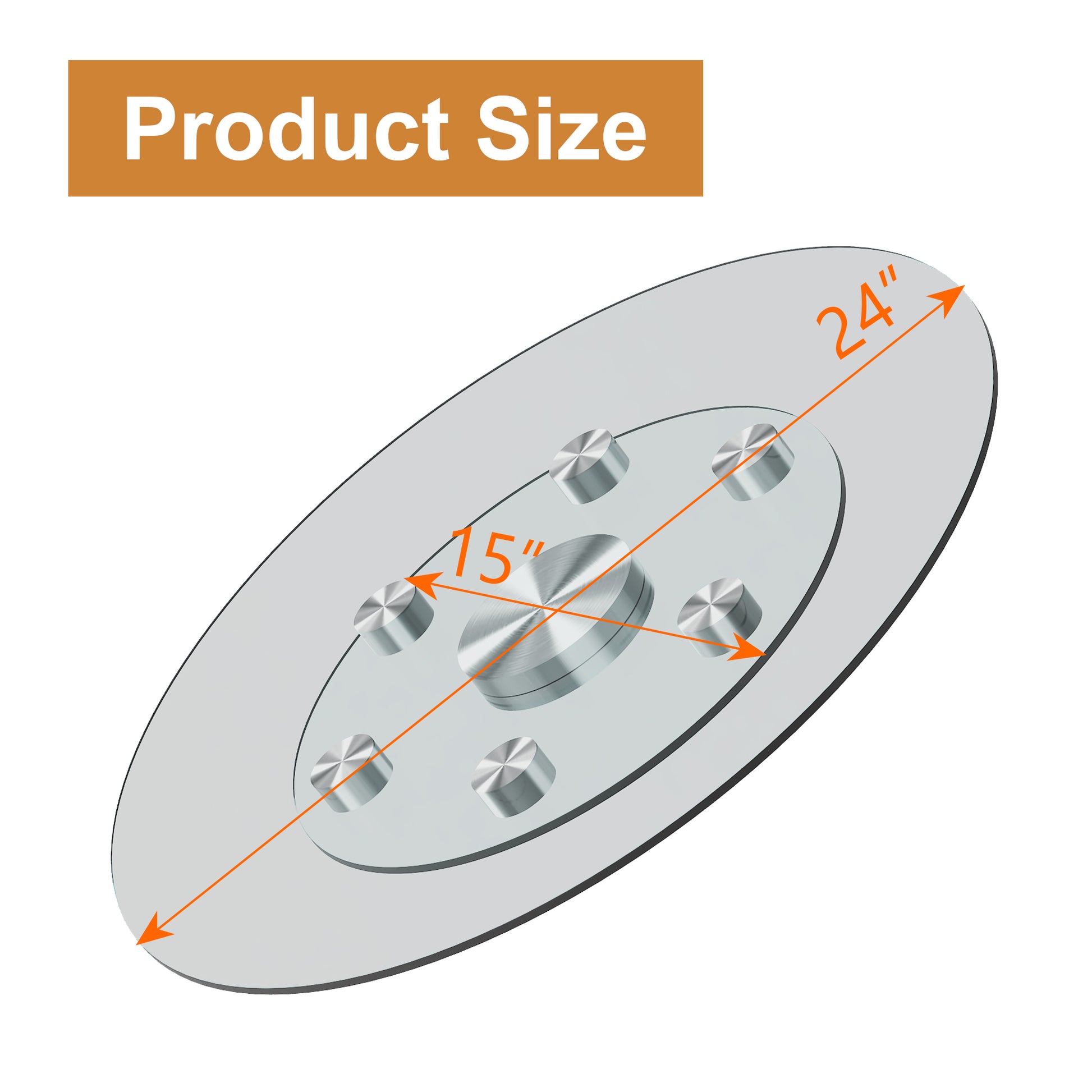 Double Layer Rotatable Round Glass.The Rotatable Design Makes It More Convenient To Retrieve And Place Items.The Upper Glass Has A Diameter Of 24 Inches, While The Lower Glass15 Inches. Transparent Glass
