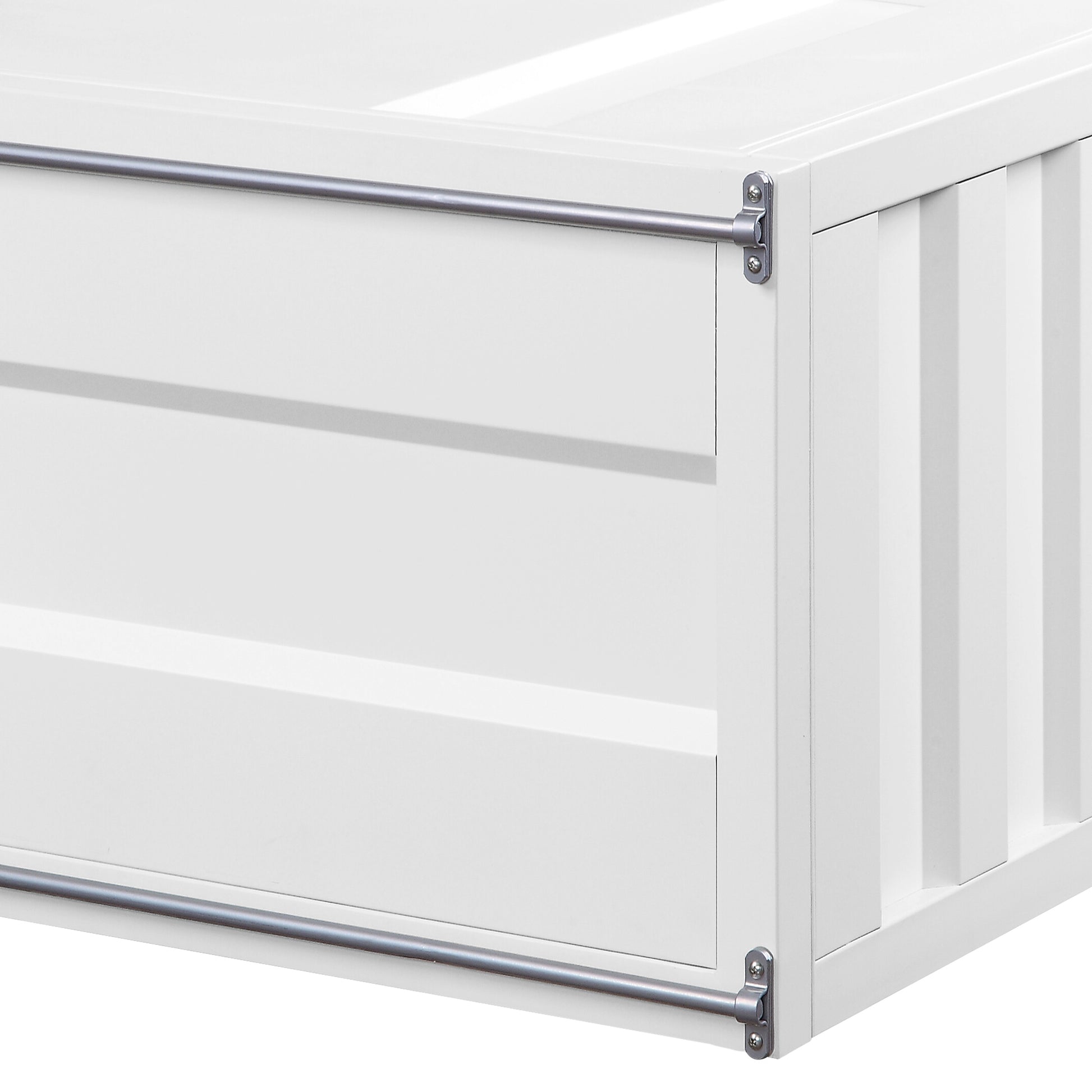 White Coffee Table With Sliding Door White Primary Living Space Contemporary,Industrial Rectangular Metal