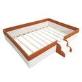 Queen Size Upholstered Daybed Frame With Fence And Stairs, Brown White Queen Brown White Mdf Lvl