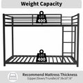 Metal Twin Over Full Bunk Bed Heavy Duty Sturdy Metal Noise Reduced Safety Guardrail No Box Spring Needed,Black Twin Black Metal Metal