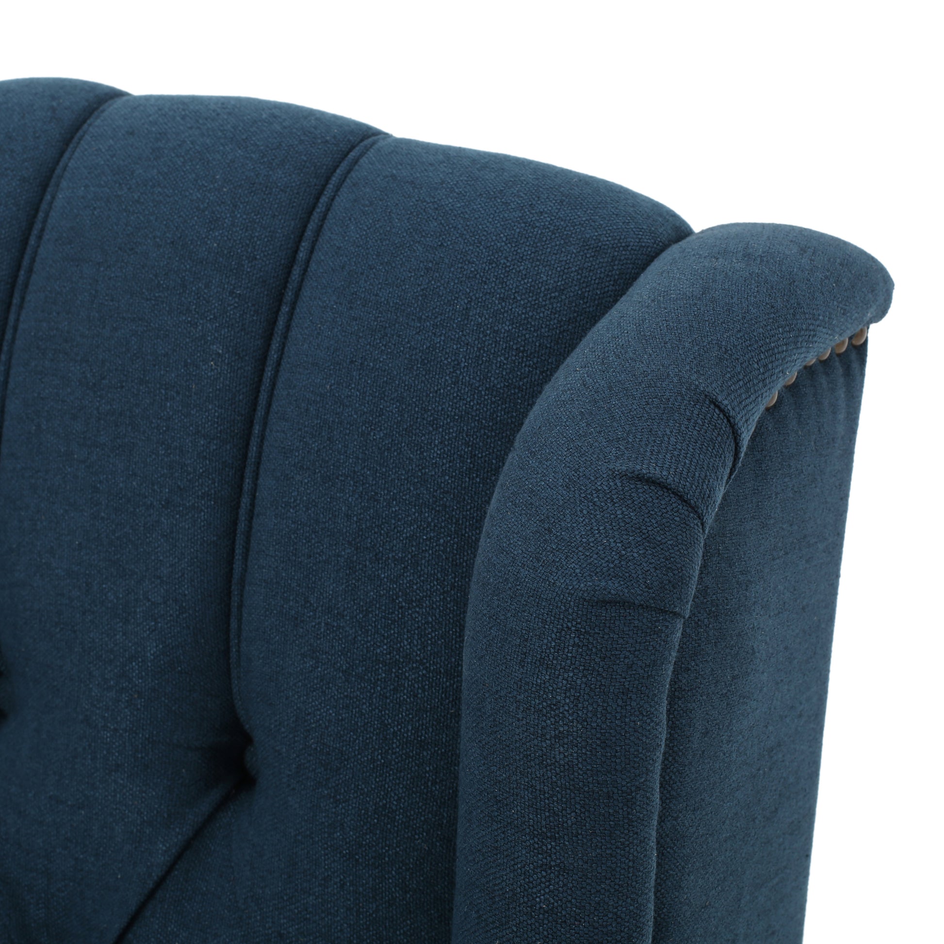Dark Blue Tufted Fabric Arm Chair Recliner Dark Blue Polyester