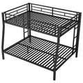 Full Xl Over Queen Metal Bunk Bed With Ladder And Guardrails, Black Box Spring Not Required Full Xl Black Metal Metal