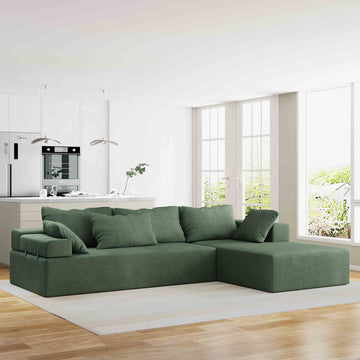 Modern Upholstered Sectional Sofa Couch Set,Modular 108" L Shaped Sectional Living Room Sofa Set With 6 Pillows,Free Combination Sofa Couch For Living Room,Bedroom Green Foam Chenille 3 Seat