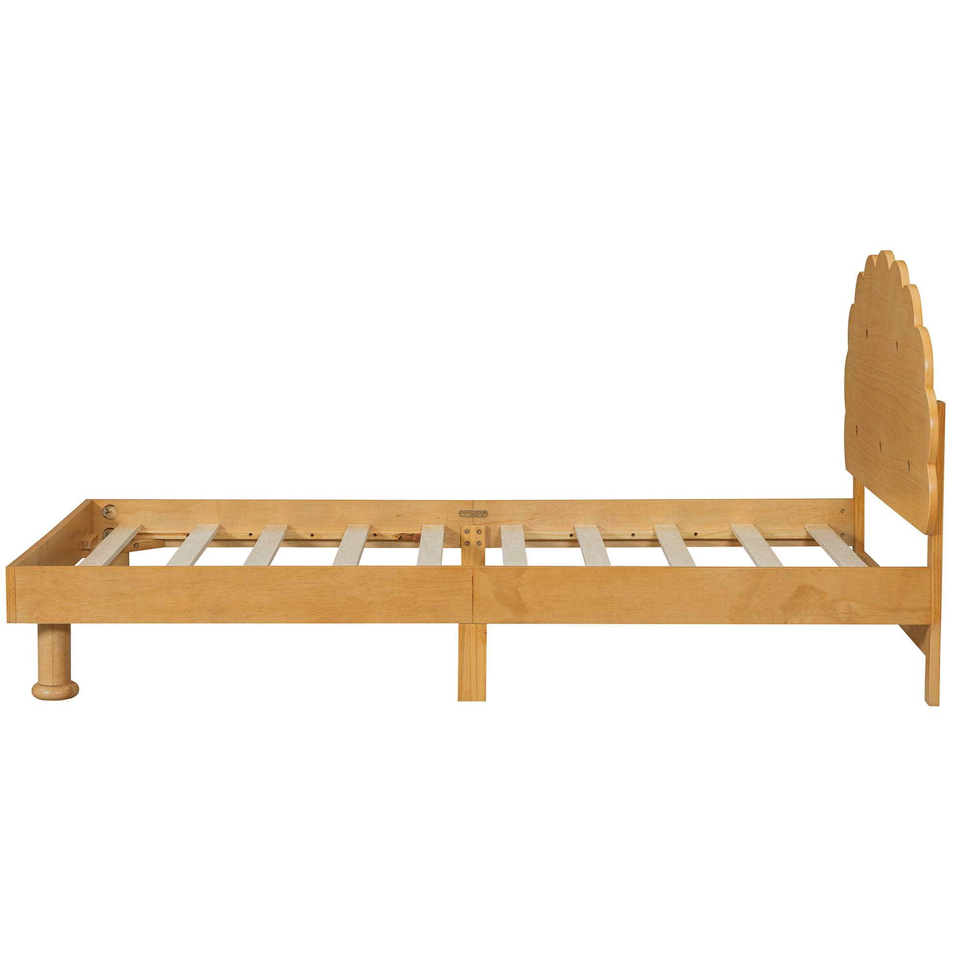 Kids Cookie Shaped Bed Frame For Boys & Girls,Twin Size Platform Bed, Walnut Box Spring Not Required Twin Walnut Wood Bedroom Contemporary,Cute,Modern Bed Frame Wood