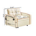 1 Versatile Foldable Sofa Bed In 3 Lengths, Modern Sofa Sofa Sofa Velvet Pull Out Bed, Adjustable Back And With Usb Port And Ashtray And Swivel Phone Stand Creamy White Creamy White Light Brown Velvet Wood Primary Living Space Cushion Back Light Duty