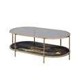Fiorella Coffee Table, Glass, Black Marble Paint & Gold Finish Lv02222 Gold Metal
