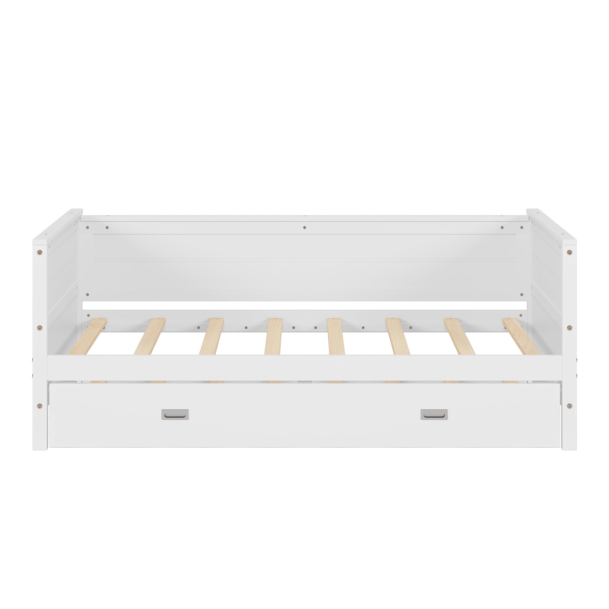 Twin Size Solid Wood Daybed With Trundle For Kids Teens Dorm Bedroom Multipurpose Guest Room Or Home, White Box Spring Not Required Twin White Wood Bedroom Pine Wood