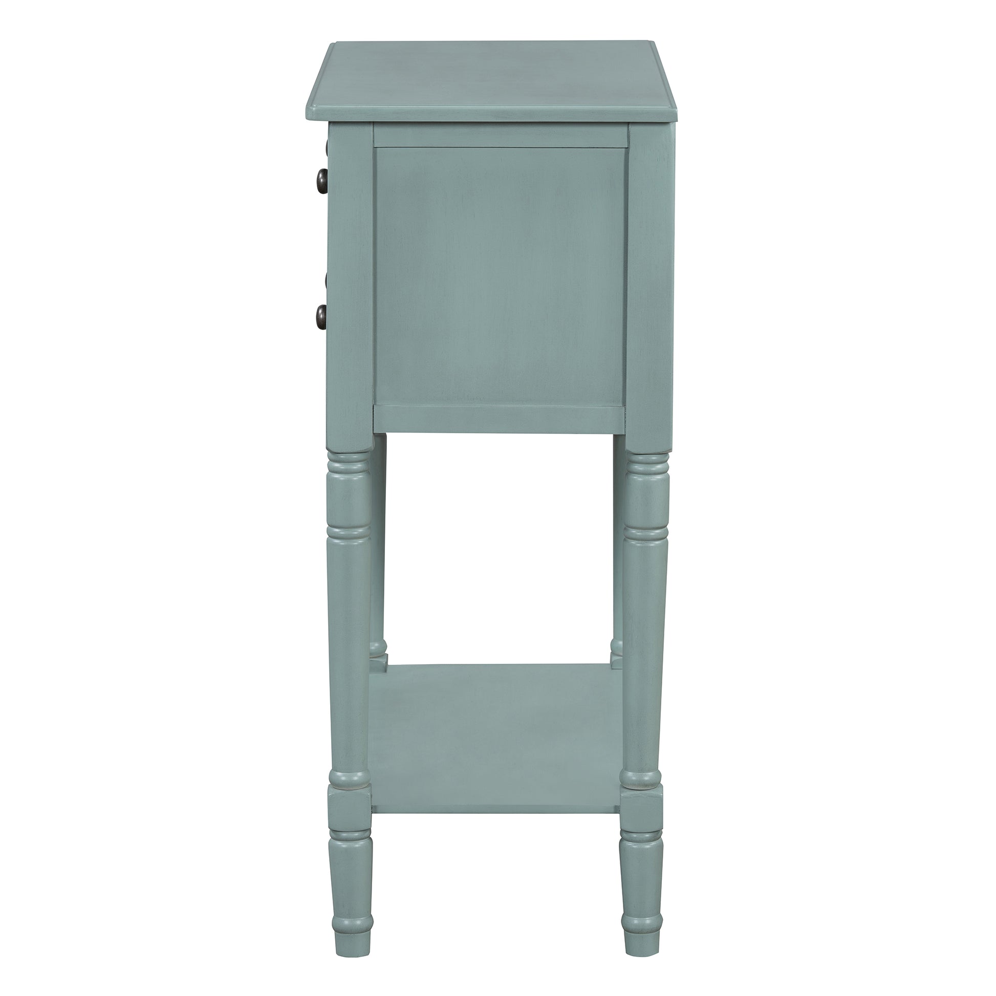 Narrow Console Table, Slim Sofa Table With Three Storage Drawers And Bottom Shelf Light Blue Light Blue Solid Wood Mdf