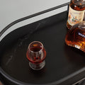 Black 2 Tier Bar Cart, Slide Bar Serving Cart, Retro Style Wine Cart For Kitchen, Beverage Cart With Wine Rack And Glass Holder, Rolling Drink Trolley For Living Room, Dining Room Black Metal Metal & Wood