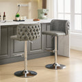 Swivel Barstools Adjusatble Seat Height With Chrome Base, Modern Pu Upholstered Bar Stools With The Whole Back Tufted, For Home Pub And Kitchen Island,Gray, Set Of 2 Gray American Design Bar Stools Set Of 2 Foam Pu Leather
