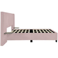 Queen Size Upholstered Platform Bed With Big Headboard, Bedroom Furniture, Velvet, Pink Queen Pink Plywood