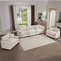 Luxurious And Sophisticated Sofa Set With Soft Cushions And Pillows, 3 Pieces Sofa Set Consisting Of Two Single Sofas And A 3 Seater Sofa In Light Beige Corduroy Fabric Beige Corduroy 5 Seat