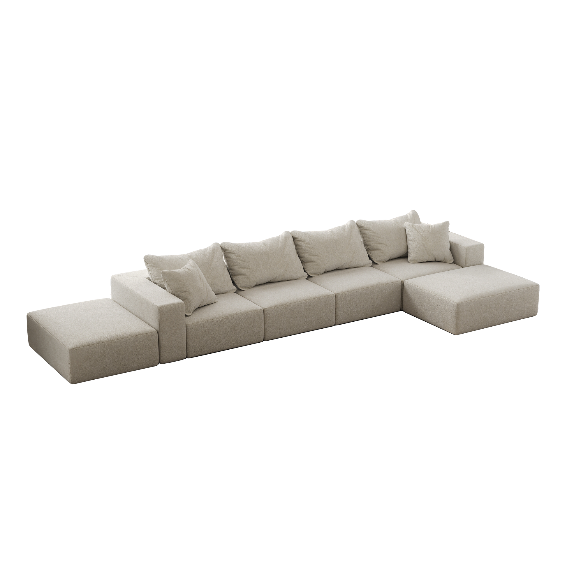 Oversized Sponge Cloud Sofa,Modern Upholstered Sectional Sofa Couch Set,Modular 162" L Shaped Sectional Living Room Sofa Set With 6 Pillows,Free Combination Sofa Couch For Living Room,Bedroom Beige Foam Chenille 6 Seat