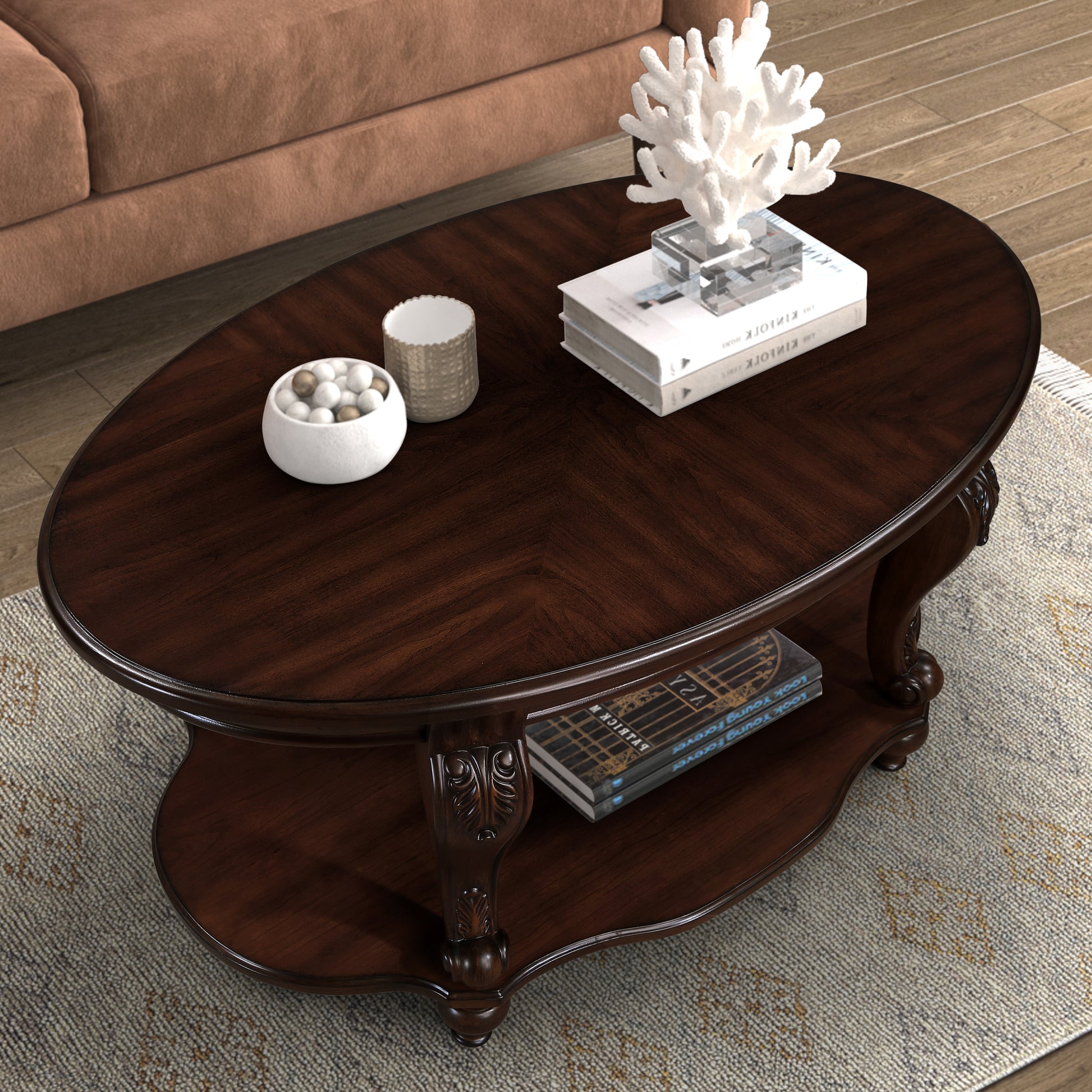 Living Room Coffee Table Set, Coffee Table & Two End Side Table 3 Piece Set For Office, Living Room, Apartment, Small Space, Easy Assembly, Cherry Color Written On Box Is Light Espresso Light Espresso Rubber Wood