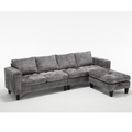Arrived 5 Seat Modular Sofa,With Storage Ottoman, Convertible Sectional Sofa, L Shaped Couchreversible Chaise ,Riveted Sofa,Chenille, Gray Gray Polyester Wood Primary Living Space Medium Soft Cushion Back Modern Square Arms Foam Metal & Wood 5 Seat