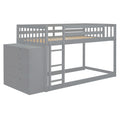 Twin Over Twin Bunk Bed With 4 Drawers And 3 Shelves Gray Twin Gray Solid Wood