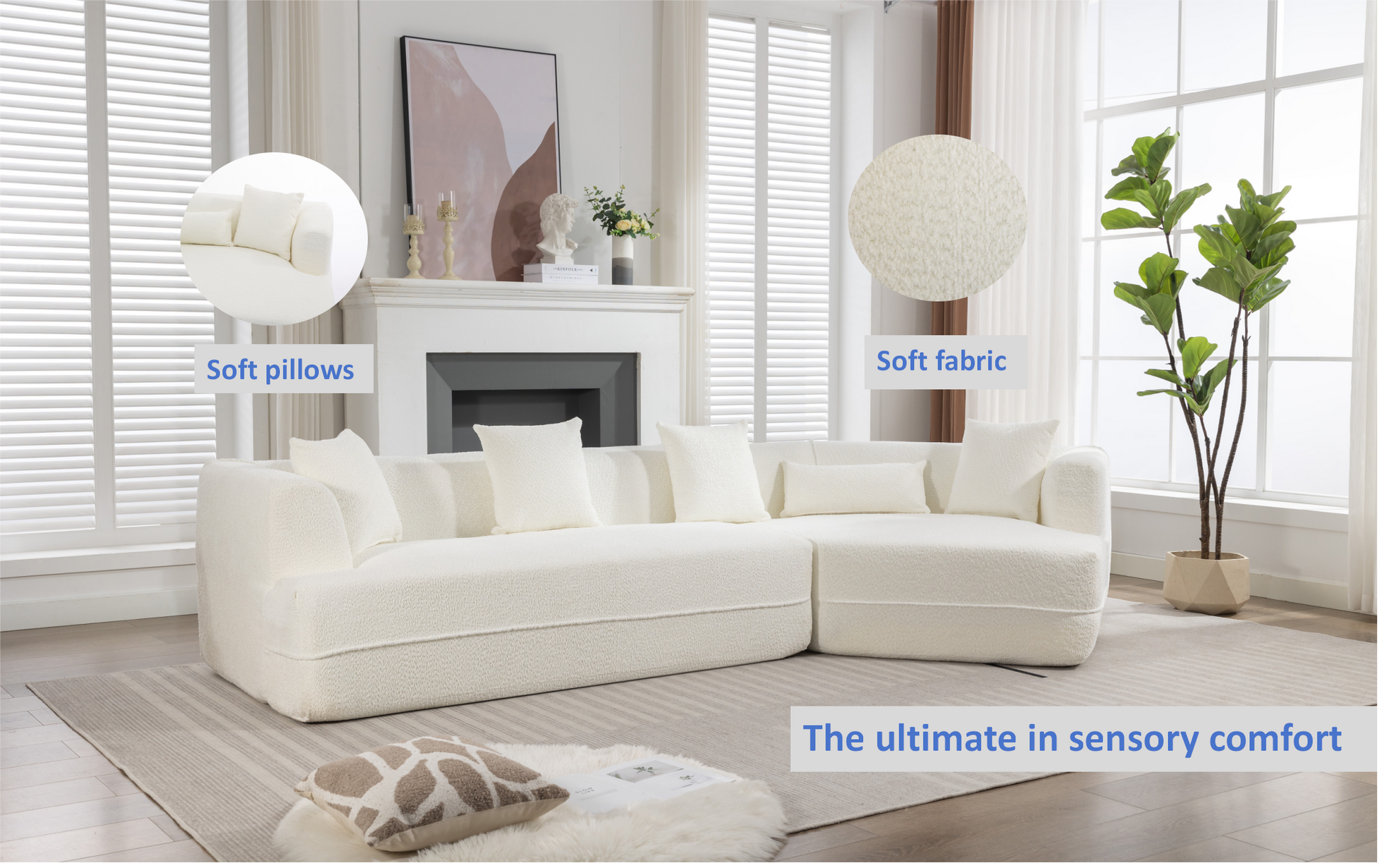 And Upgraded Extended Edition Modular Sofamodern Minimalist Style Sofa, Upholsteredfree Combination, Round Fiber Fabric, Anti Wrinkle Fabric,Dimension Exten, Creamy White Creamy White Polyester Primary Living Space Medium Soft Tight Back Modern Flared