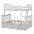 Twin Over Full Bunk Bed With Storage Drawers, Wooden Bunk Bed With Ladder And Safety Guard Rails White Full White Wood