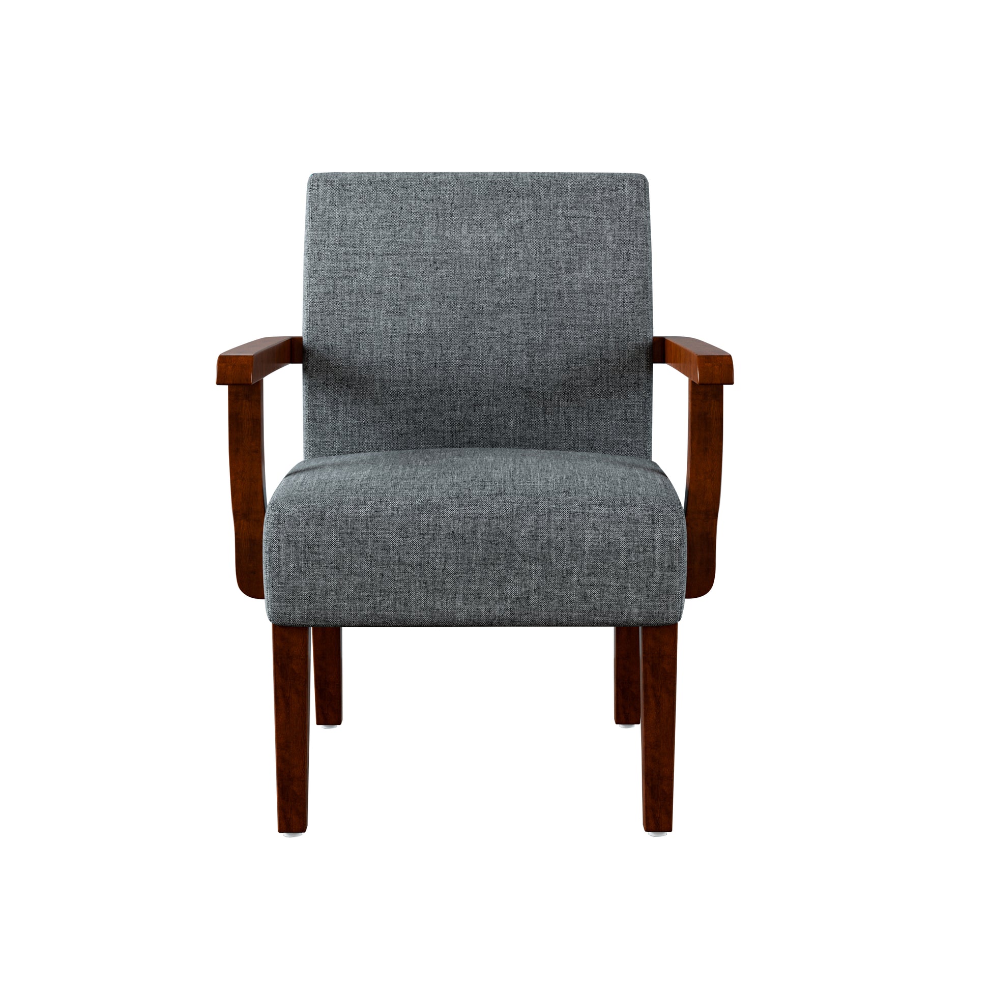 Fabric Accent Arm Chair Set Of 2 With Round Wood Table Grey Fabric