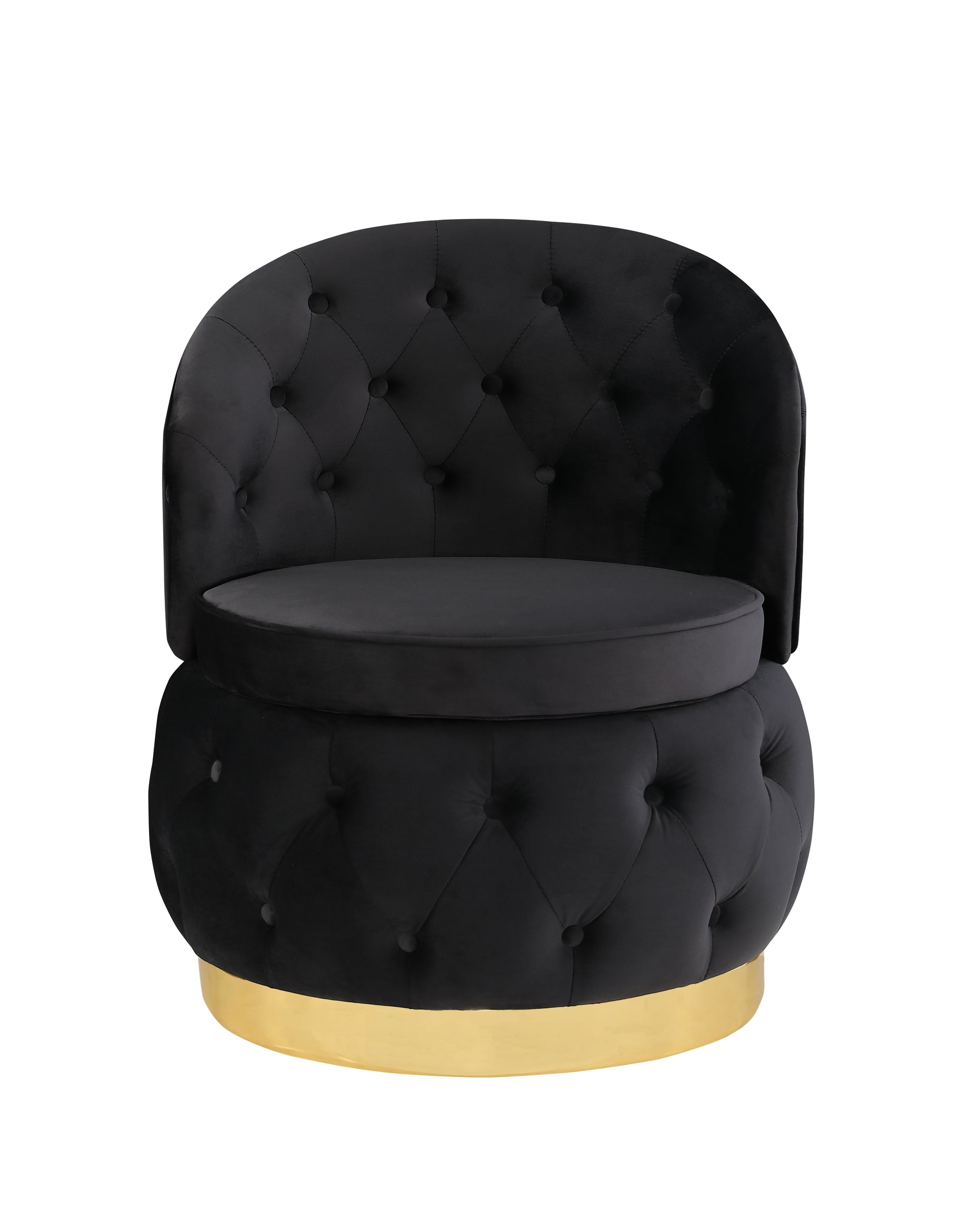 360 Degree Swivel Cuddle Barrel Accent Storage Chairs Black Velvet
