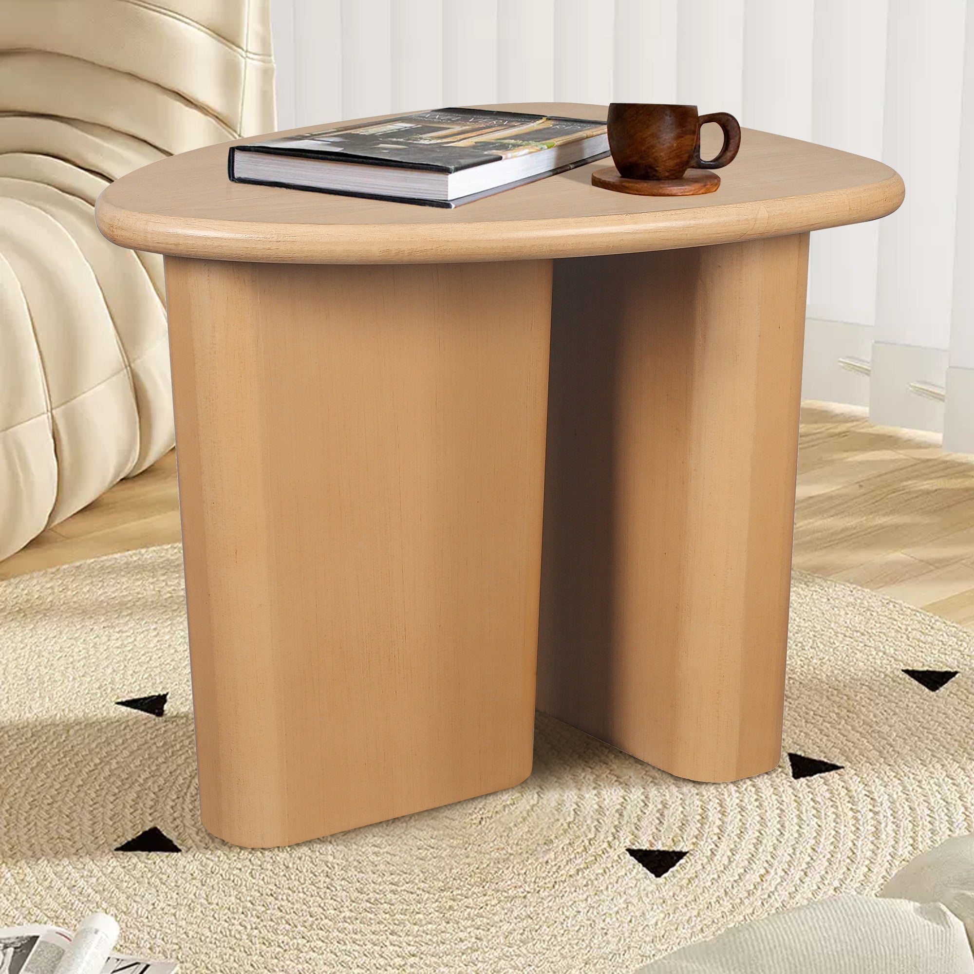 Tapered Tabletop Side Table Natural Wood Natural Wood Mdf