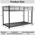 Metal Twin Over Full Bunk Bed Heavy Duty Sturdy Metal Noise Reduced Safety Guardrail No Box Spring Needed,Black Twin Black Metal Metal